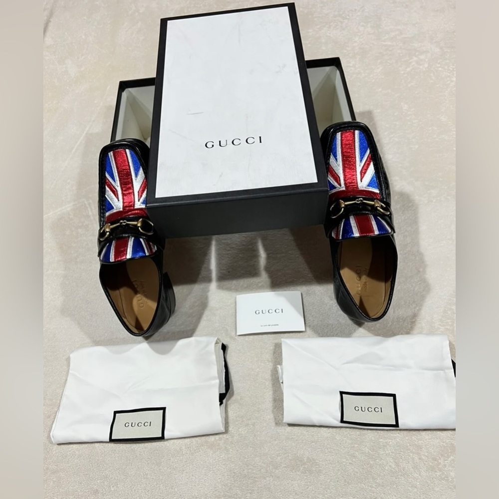 Gucci Horsebit Quentin Union Jack British Flag BlackRunway Loafer RARE!!Size 6,5 - Picture 2 of 12